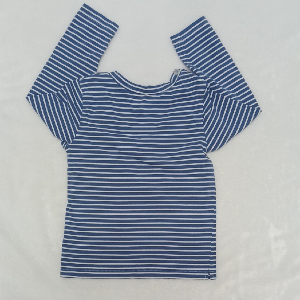 Fitted Blue and White Long Sleeve Tee